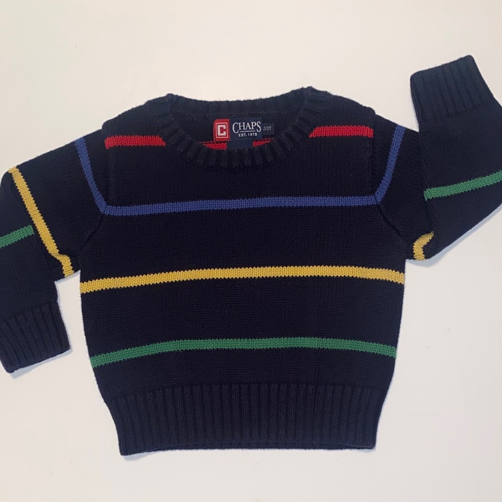 Chaps Navy Multicolor Striped Knit Sweater 4T